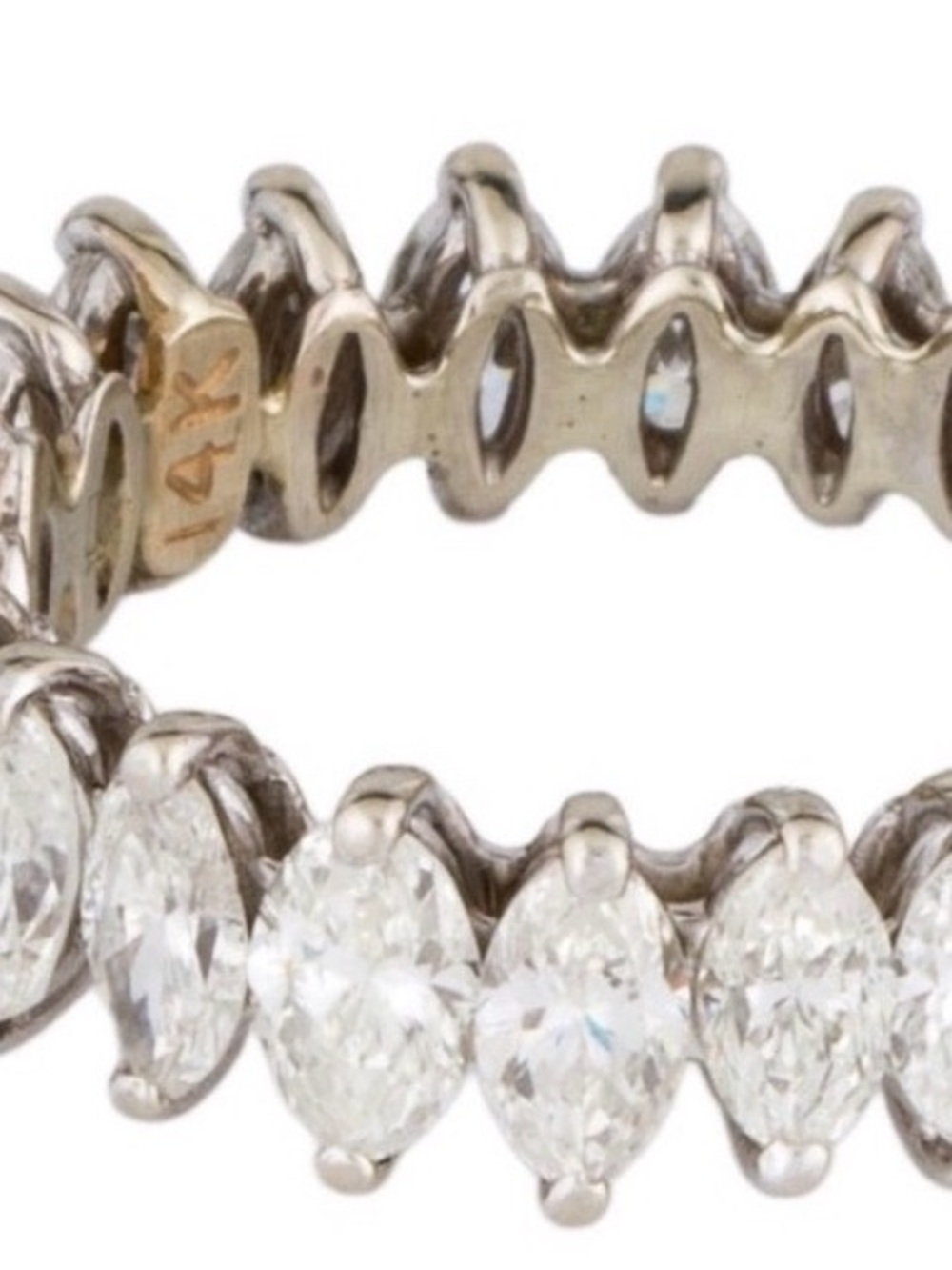Elegant Ring 14K 3.74ctw Marquise-Cut Diamond Full Eternity Band - Picture 3 of 4